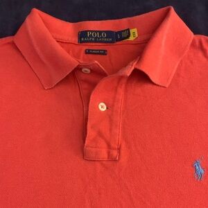 RL POLO LS Rust Colored 2 Button All Cotton Polo Jersey